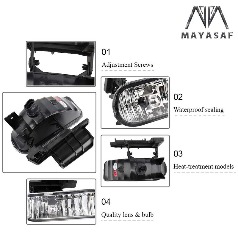 MAYASAF Clear Lens Fog Light Pair of Bumper Fog Lamp Assembly Compatible for 1999 2000 2001 2002 Silverado 1500/2500/3500, 2000-2006 Suburban Tahoe Exclude Z71 - Image 4